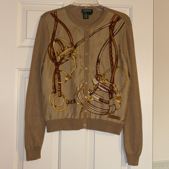 🐴Ralph Lauren Tan and Gold Cardigan🐴 - Picture 6 of 9